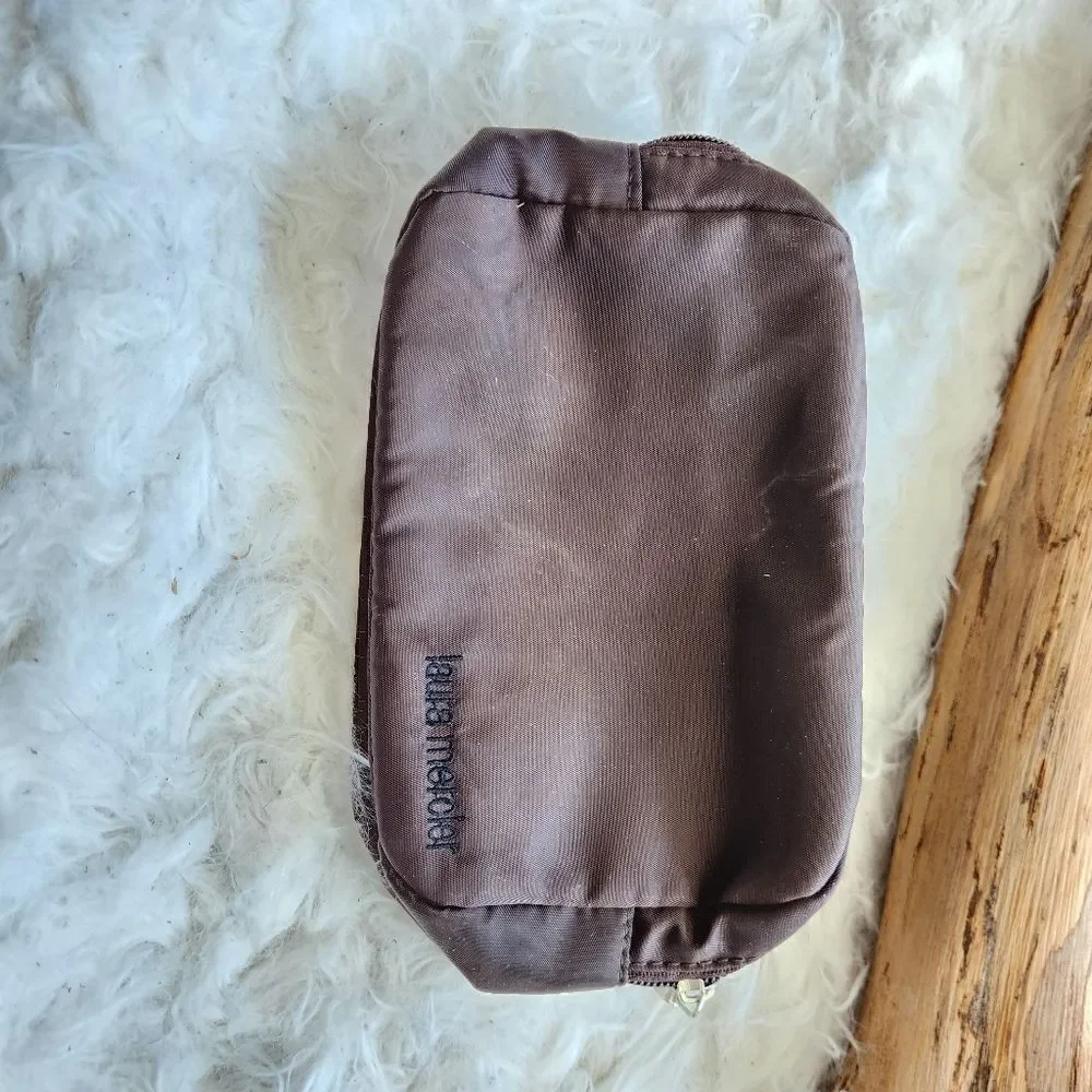 Laura Mercier small brown cosmetic pouch
